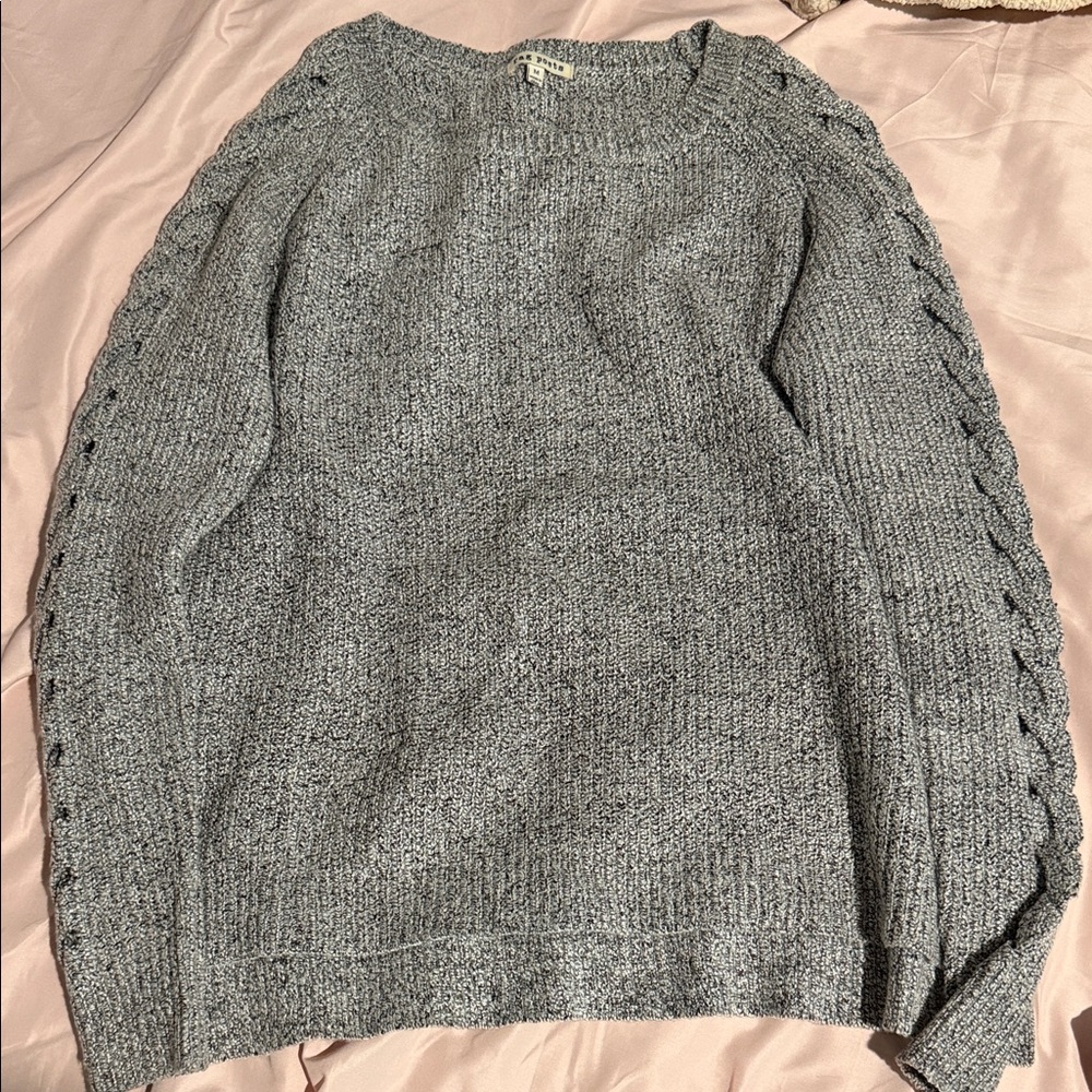 Elegant Gray Women's Sweater with Braided Sleeves